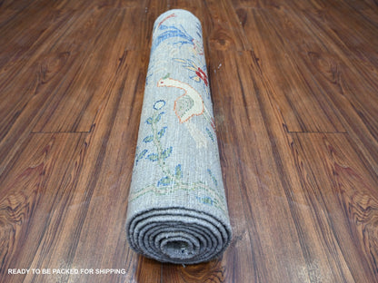 Peshawar Oushak hand-knotted wool runner in Gray, 2'6" x 7'10" — SKU O074529 (view 4)