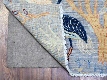 Peshawar Oushak hand-knotted wool runner in Gray, 2'7" x 7'10" — SKU O074531 (view 2)