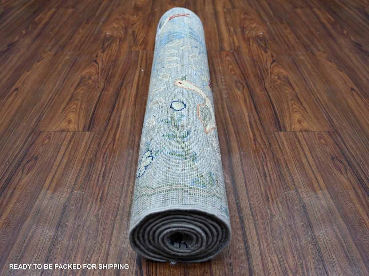 Peshawar Oushak hand-knotted wool runner in Gray, 2'7" x 7'10" — SKU O074531 (view 4)