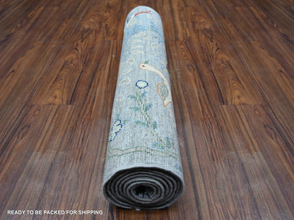 Peshawar Oushak hand-knotted wool runner in Gray, 2'7" x 7'10" — SKU O074531 (view 4)