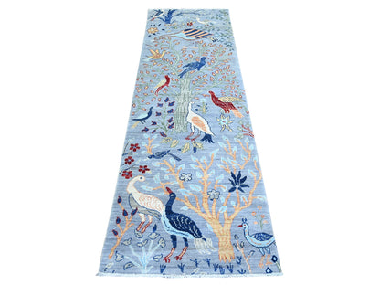 Grey 2'7" x 7'8" Oushak And Peshawar Hand knotted Wool Rug - Sku: O074533