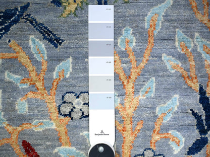 Grey 2'7" x 7'8" Oushak And Peshawar Hand knotted Wool Rug - Sku: O074533
