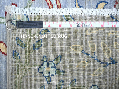 Grey 2'7" x 7'8" Oushak And Peshawar Hand knotted Wool Rug - Sku: O074533