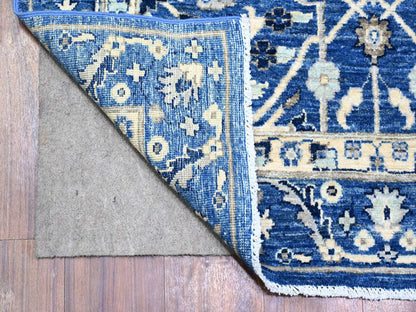 Blue 3'7" x 9'11" Heriz Hand knotted Wool Rug - Sku: O074542