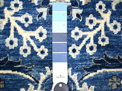 Blue 3'7" x 9'11" Heriz Hand knotted Wool Rug - Sku: O074542