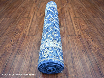 Blue 3'7" x 9'11" Heriz Hand knotted Wool Rug - Sku: O074542
