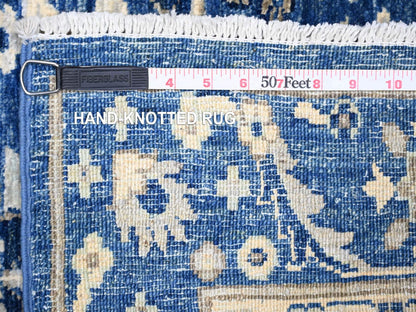 Blue 3'7" x 9'11" Heriz Hand knotted Wool Rug - Sku: O074542