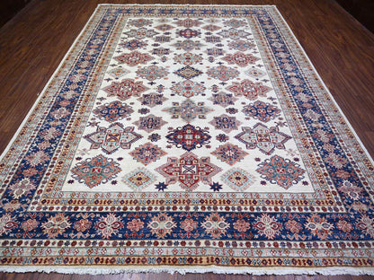 Kazak Oushak hand-knotted wool rug in Ivory & Blue, 9'2" x 11'10" — SKU O074551 (view 2)