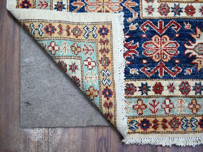 Kazak Oushak hand-knotted wool rug in Ivory & Blue, 9'2" x 11'10" — SKU O074551 (view 4)