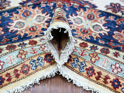 Kazak Oushak hand-knotted wool rug in Ivory & Blue, 9'2" x 11'10" — SKU O074551 (view 5)