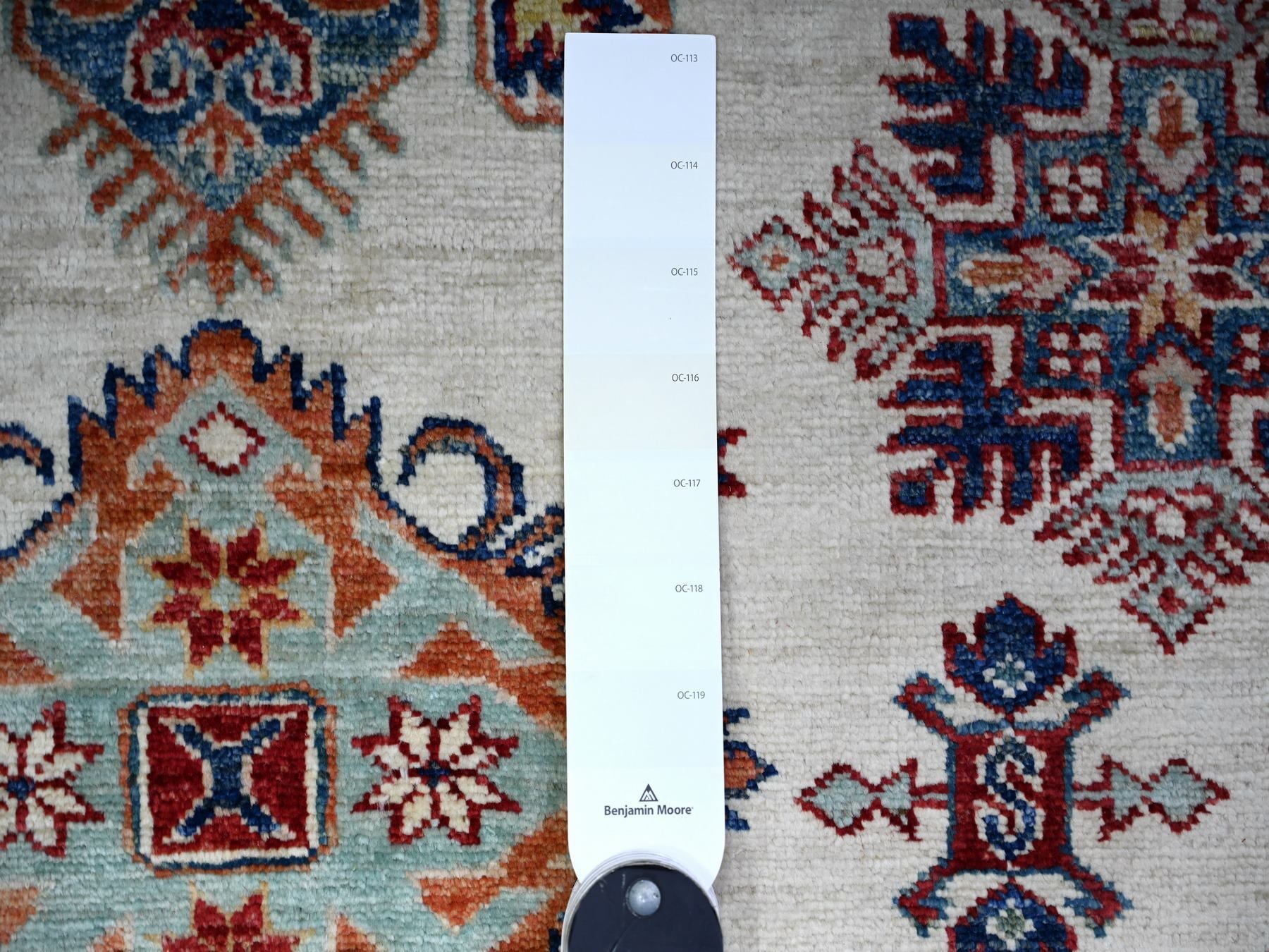 Kazak Oushak hand-knotted wool rug in Ivory & Blue, 9'2" x 11'10" — SKU O074551 (view 7)