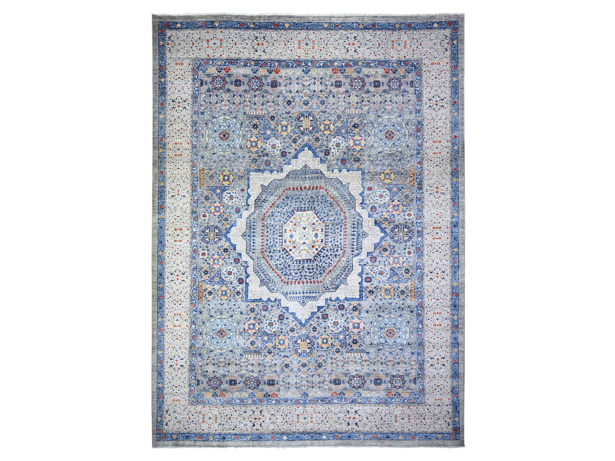 Mamluk Mamluk hand-knotted wool rug in Gray & Gentle Gray, 11'9" x 16'1" — SKU O074556