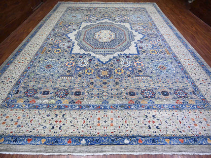 Mamluk Mamluk hand-knotted wool rug in Gray & Gentle Gray, 11'9" x 16'1" — SKU O074556 (view 2)