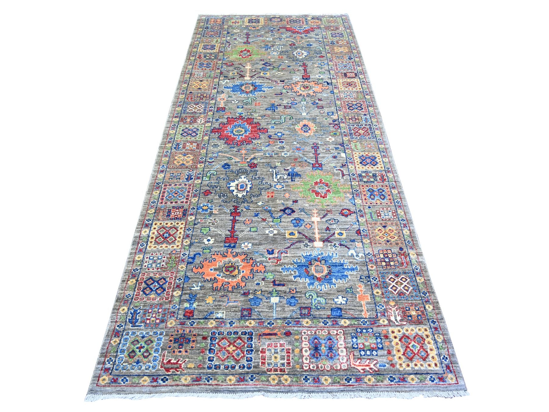 Mahal Oushak hand-knotted wool runner in Gray, 4'1" x 9'8" — SKU O074560