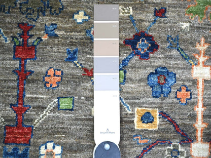 Mahal Oushak hand-knotted wool runner in Gray, 4'1" x 9'8" — SKU O074560 (view 3)