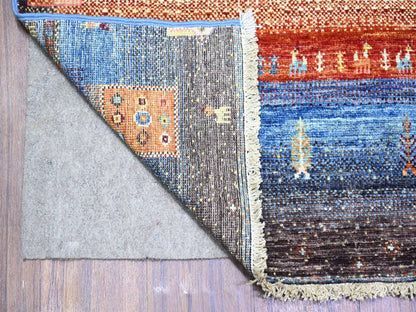 Blue 8'0" x 9'7" Tribal & Geometric Hand knotted Wool Rug - Sku: O074569