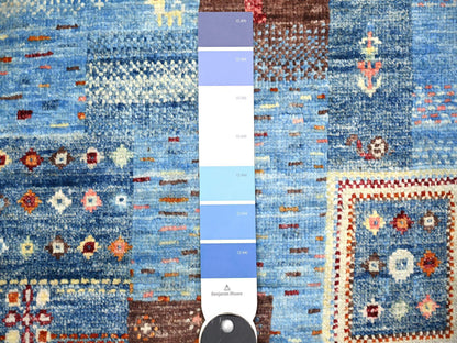 Blue 8'0" x 9'7" Tribal & Geometric Hand knotted Wool Rug - Sku: O074569