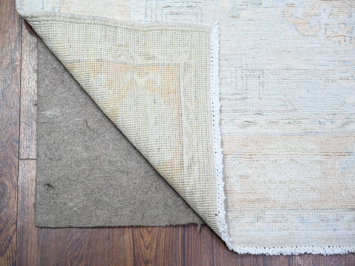 Peshawar Oushak hand-knotted wool runner in Gray & Cinereous Gray, 3'9" x 9'7" — SKU O074576 (view 2)