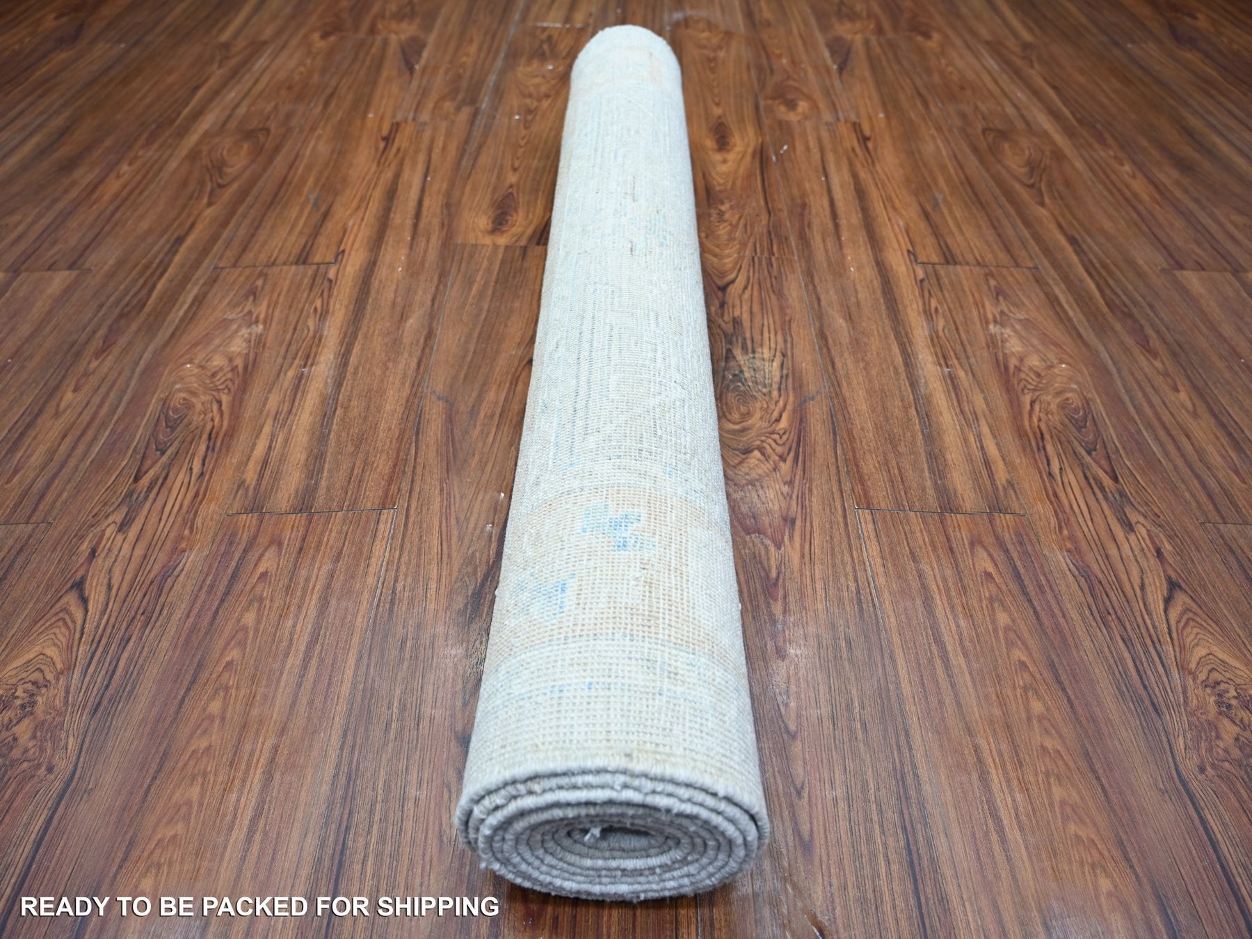 Peshawar Oushak hand-knotted wool runner in Gray & Cinereous Gray, 3'9" x 9'7" — SKU O074576 (view 4)