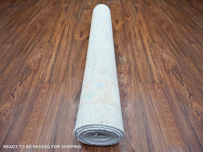 Peshawar Oushak hand-knotted wool runner in Gray & Cinereous Gray, 3'9" x 9'7" — SKU O074576 (view 4)