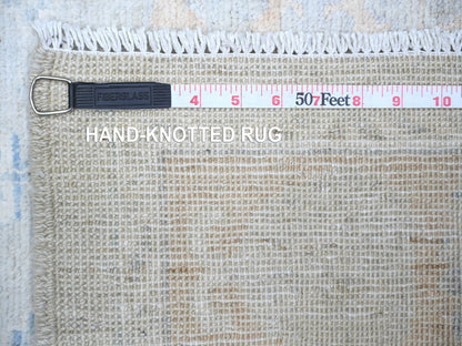Peshawar Oushak hand-knotted wool runner in Gray & Cinereous Gray, 3'9" x 9'7" — SKU O074576 (view 6)