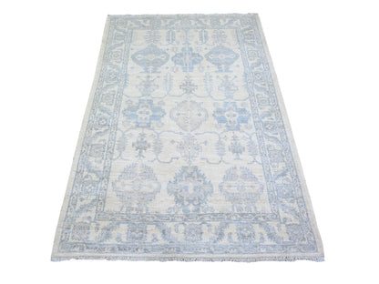 Peshawar Oushak hand-knotted wool rug in Ivory, 3'11" x 5'9" — SKU O074580