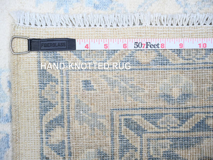 Peshawar Oushak hand-knotted wool runner in Ivory & Silver Chalice, 2'10" x 9'7" — SKU O074582 (view 6)