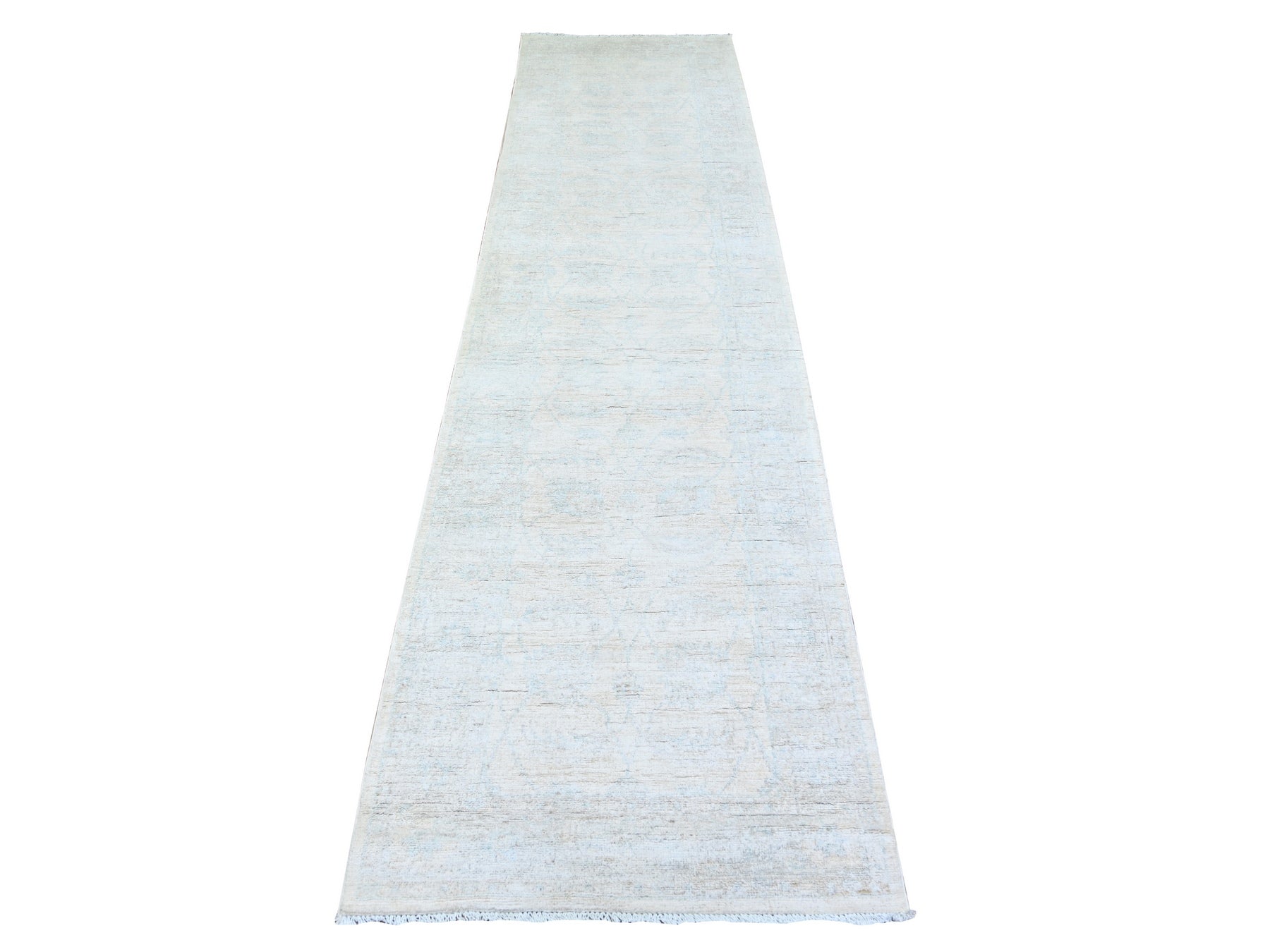 Ivory 2'8" x 10'8" Oushak / Peshawar Hand knotted Wool Rug - Sku: O074583
