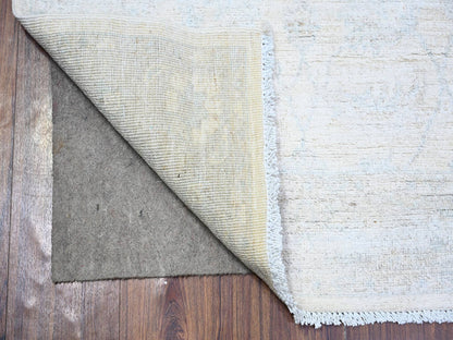 Peshawar Oushak hand-knotted wool runner in Ivory & Silver, 2'8" x 10'8" — SKU O074583 (view 2)