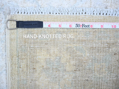 Peshawar Oushak hand-knotted wool runner in Ivory & Silver, 2'8" x 10'8" — SKU O074583 (view 6)