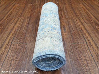 Peshawar Oushak hand-knotted wool runner in Blue, 2'6" x 16'2" — SKU O074584 (view 4)