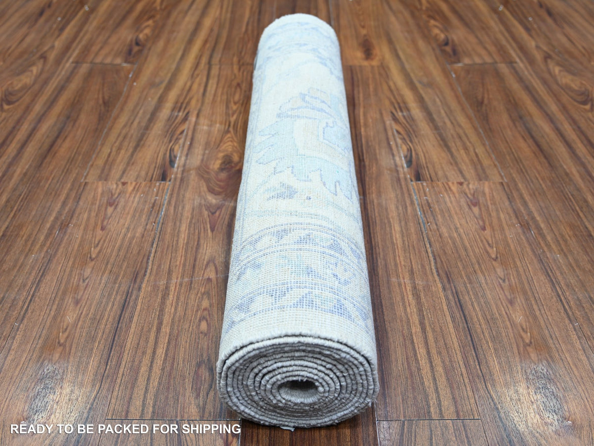 Peshawar Oushak hand-knotted wool runner in Ivory & Gentle Gray, 2'7" x 11'9" — SKU O074586 (view 4)