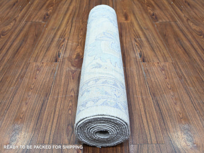 Peshawar Oushak hand-knotted wool runner in Ivory & Gentle Gray, 2'7" x 11'9" — SKU O074586 (view 4)