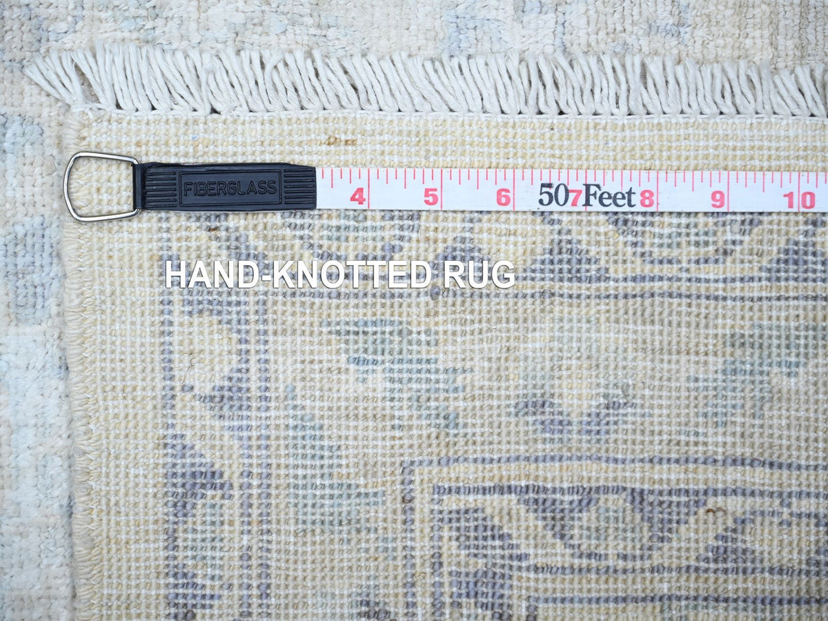 Peshawar Oushak hand-knotted wool runner in Ivory & Gentle Gray, 2'7" x 11'9" — SKU O074586 (view 6)