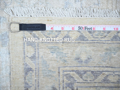 Peshawar Oushak hand-knotted wool runner in Ivory & Gentle Gray, 2'7" x 11'9" — SKU O074586 (view 6)