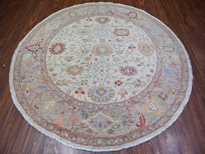 Mahal Oushak hand-knotted wool rug in Ivory & Gray, 7'10" x 7'11" — SKU O074596 (view 2)