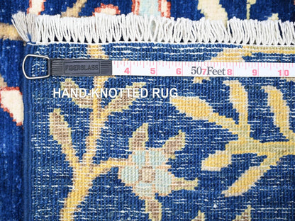 Blue 2'10" x 7'10" Oushak And Peshawar Hand knotted Wool Rug - Sku: O074598