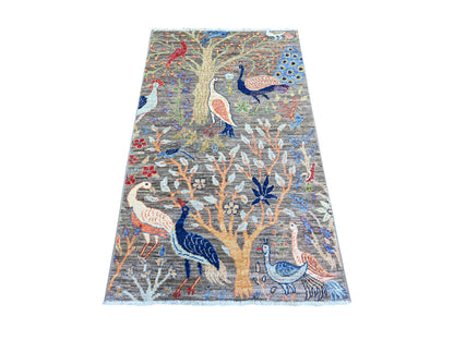 Peshawar Oushak hand-knotted wool rug in Gray, 3' x 5' — SKU O074599