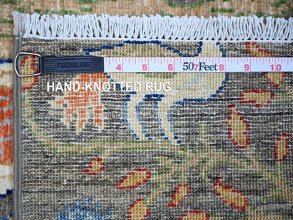 Grey 3'0" x 5'0" Oushak And Peshawar Hand knotted Wool Rug - Sku: O074599