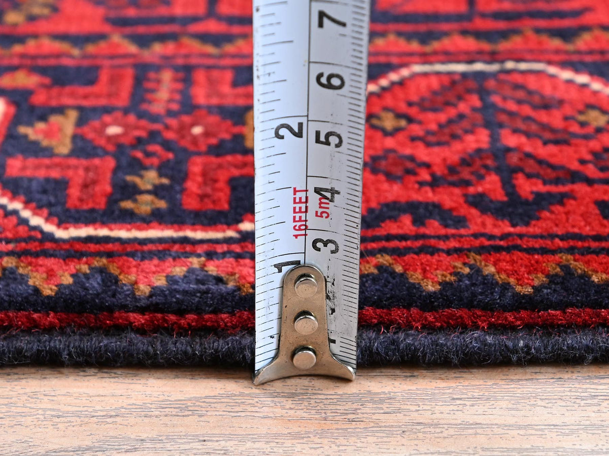 Tribal & Geometric hand-knotted wool runner in Red, 1'9" x 4'11" — SKU O0745 (view 6)
