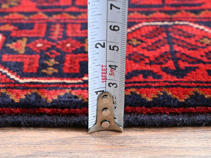 Tribal & Geometric hand-knotted wool runner in Red, 1'9" x 4'11" — SKU O0745 (view 6)