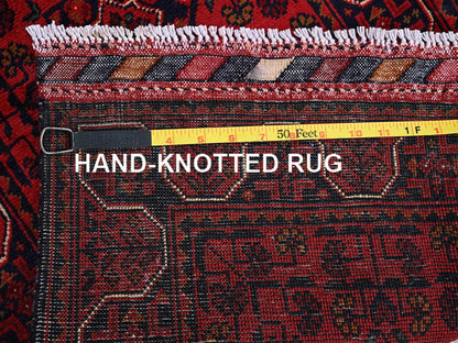 Tribal & Geometric hand-knotted wool runner in Red, 1'9" x 4'11" — SKU O0745 (view 7)