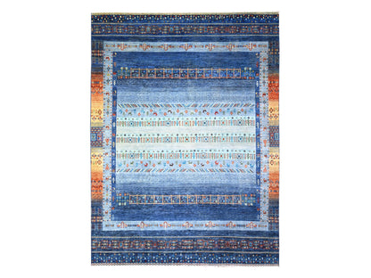 Blue 8'11" x 11'11" Tribal & Geometric Hand knotted Wool Rug - Sku: O074601