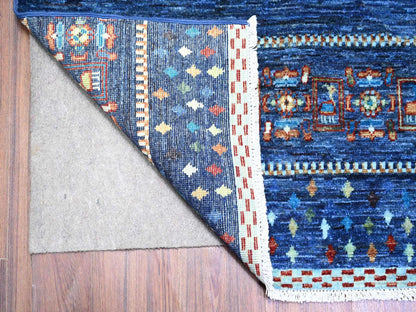 Blue 8'11" x 11'11" Tribal & Geometric Hand knotted Wool Rug - Sku: O074601