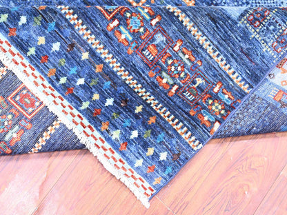 Blue 8'11" x 11'11" Tribal & Geometric Hand knotted Wool Rug - Sku: O074601