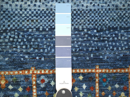 Blue 8'11" x 11'11" Tribal & Geometric Hand knotted Wool Rug - Sku: O074601