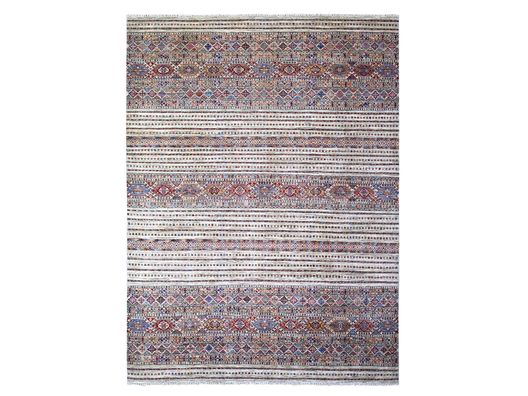 Kazak Kazak hand-knotted wool rug in Ivory, 8'10" x 11'10" — SKU O074619