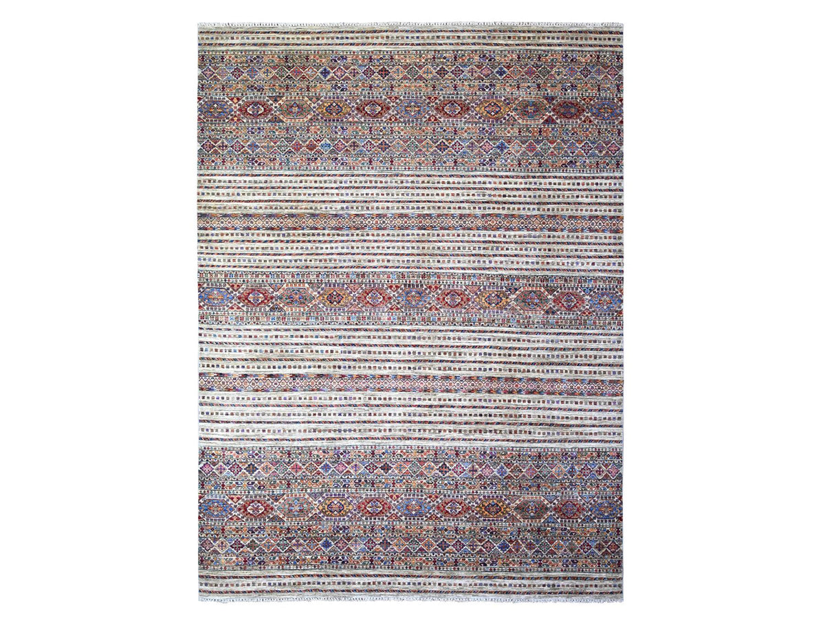 Kazak Kazak hand-knotted wool rug in Ivory, 8'10" x 11'10" — SKU O074619