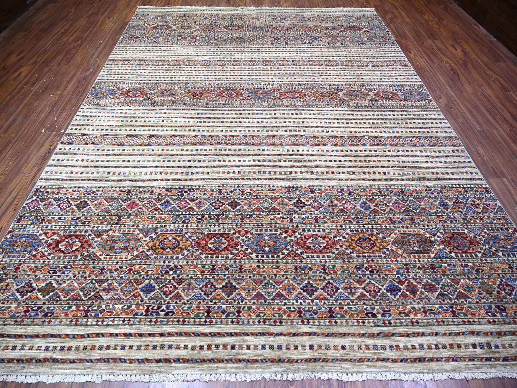 Kazak Kazak hand-knotted wool rug in Ivory, 8'10" x 11'10" — SKU O074619 (view 2)