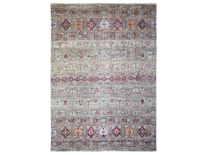 Grey 8'6" x 11'8" Tribal Hand knotted Wool Rug - Sku: O074621